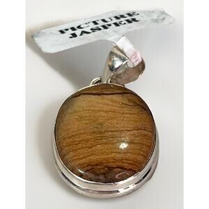 Southwestern Sterling Silver Natural Picture Jasper 926 Pendant Unisex 5.0g NEW